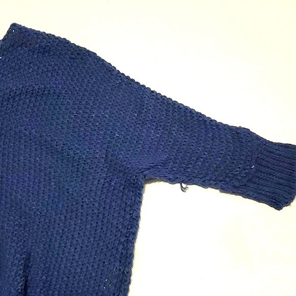 American Eagle Blue Gray Boho Lagenlook Oversized Beachy Open Knit Sweater - Picture 5 of 11